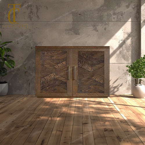 Herringbone 2 Door Solid Wood Sideboard