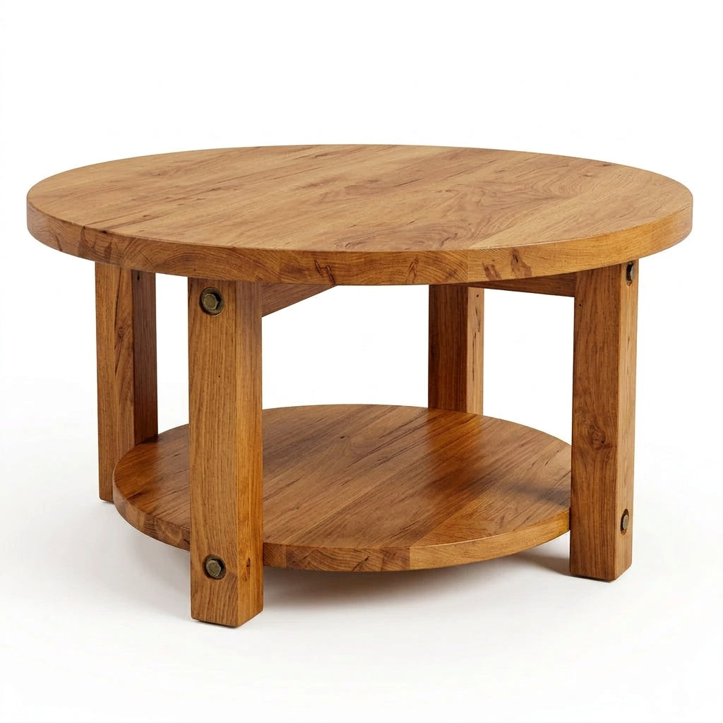 Alpine Solid Wood Round Coffee Table