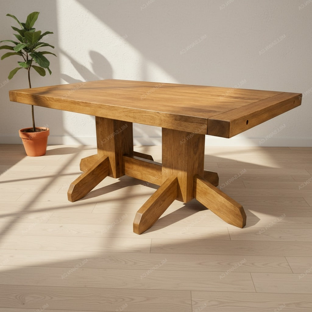 Benchmark Solid Wood Pedestal Solid Wood Dining Table