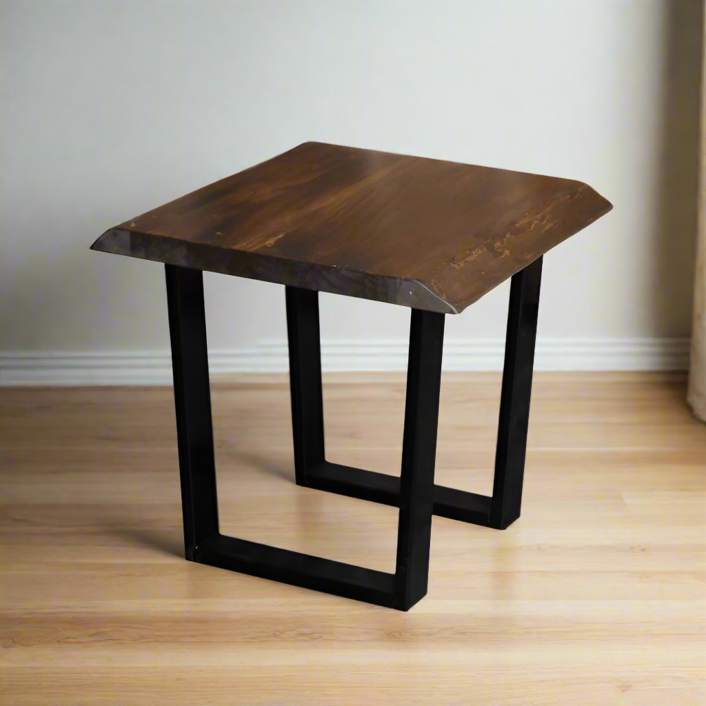 Bogart Solid Wood Top With Metal Base End Table