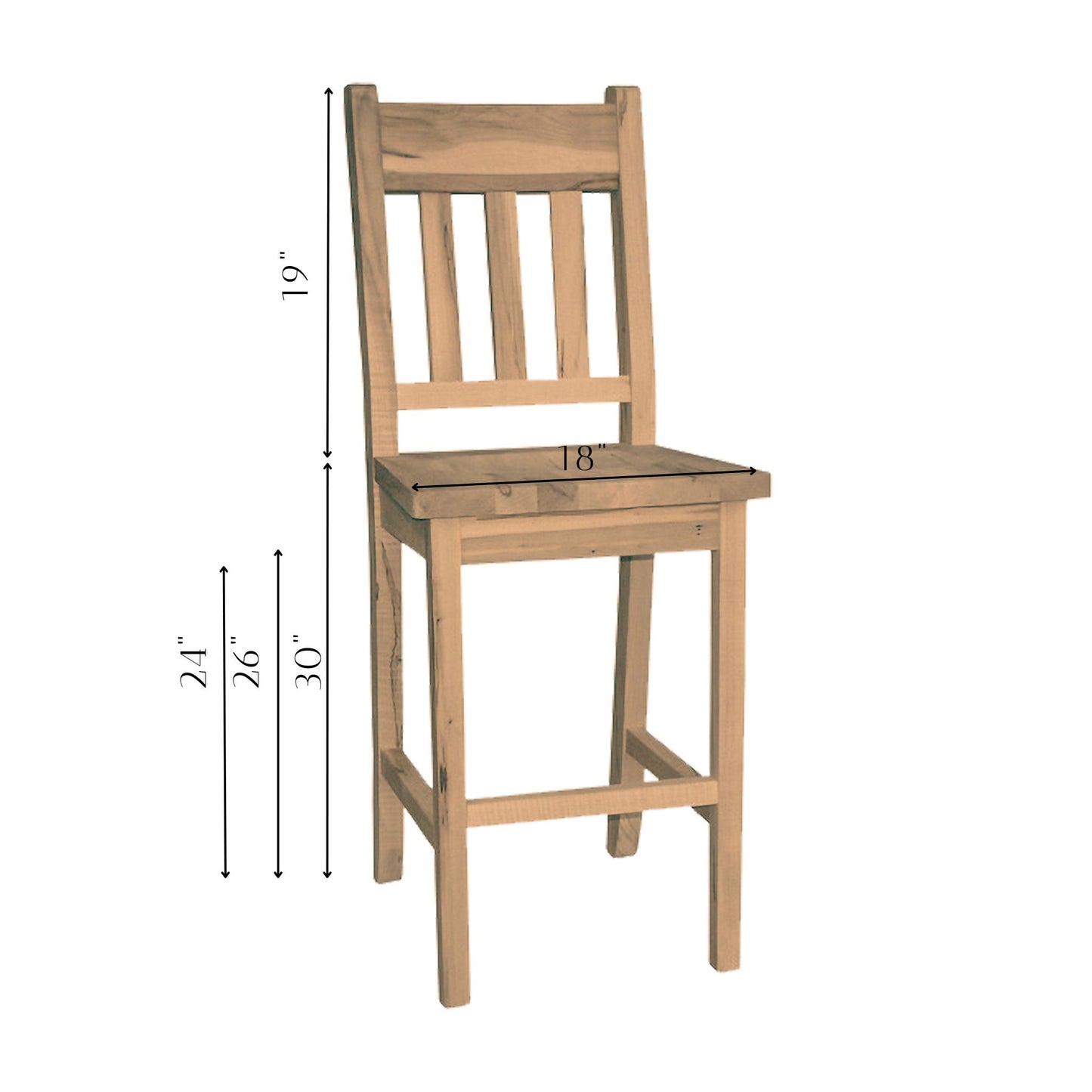 Dakota Slat Back Bar & Counter Chair