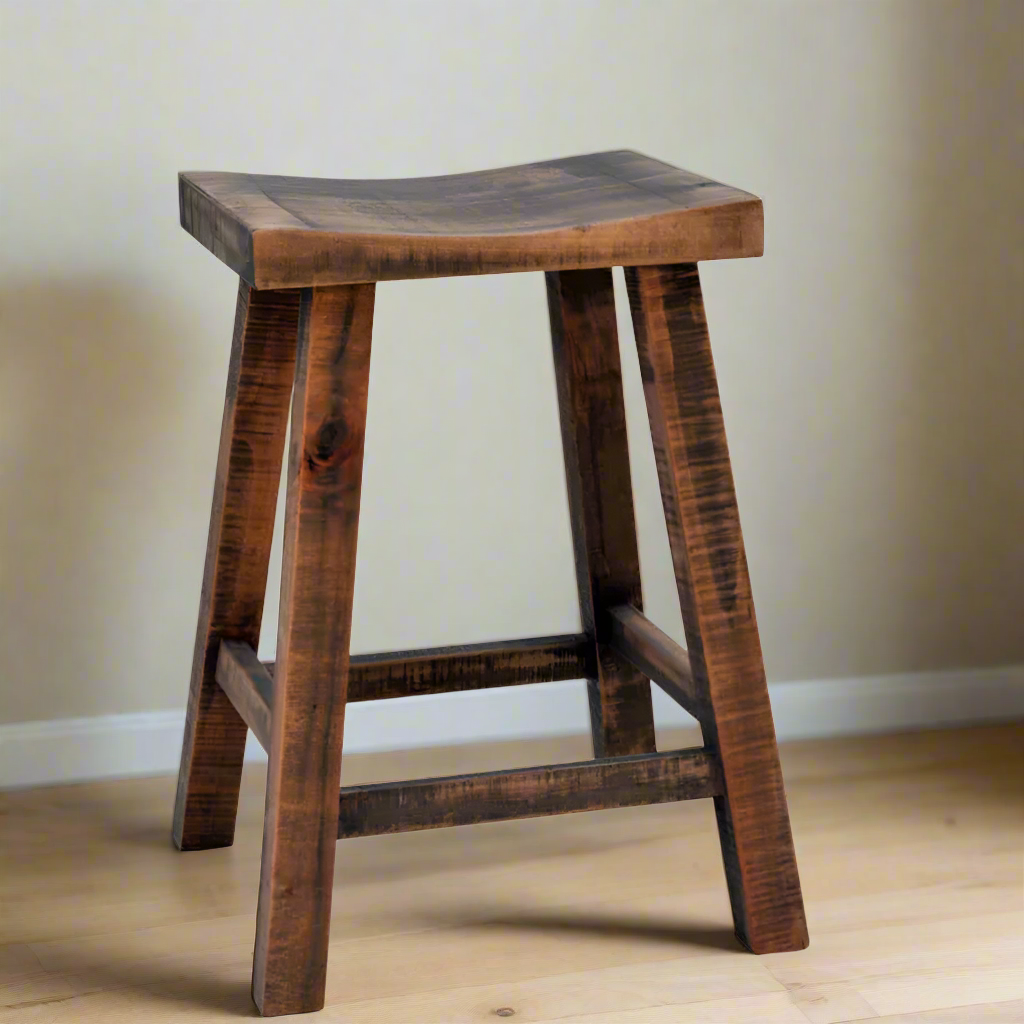 Urban Farmhouse Solid Wood Saddle Stool