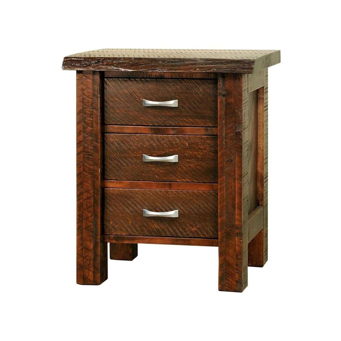 Live Edge Solid Wood 3 Drawer Nightstand