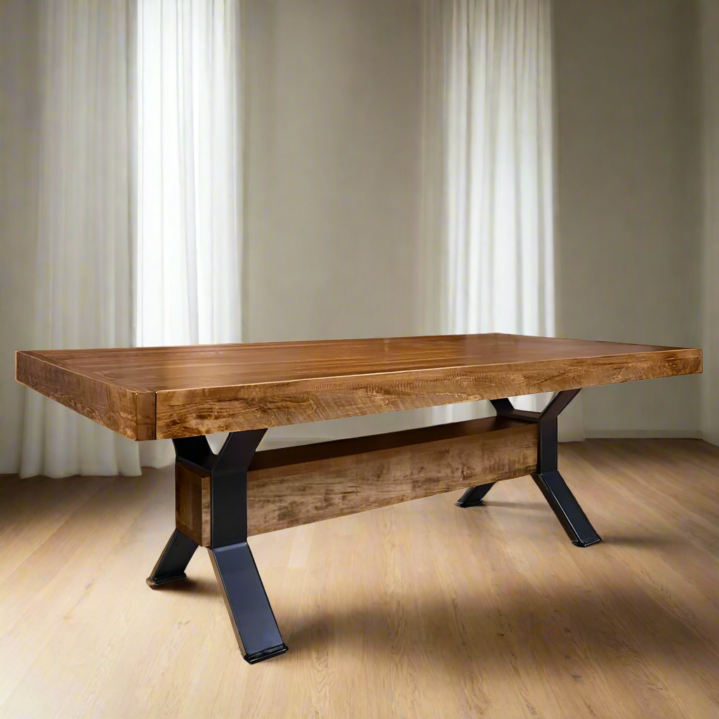 Ratcliffe Solid Wood Top With Metal Base Dining Table