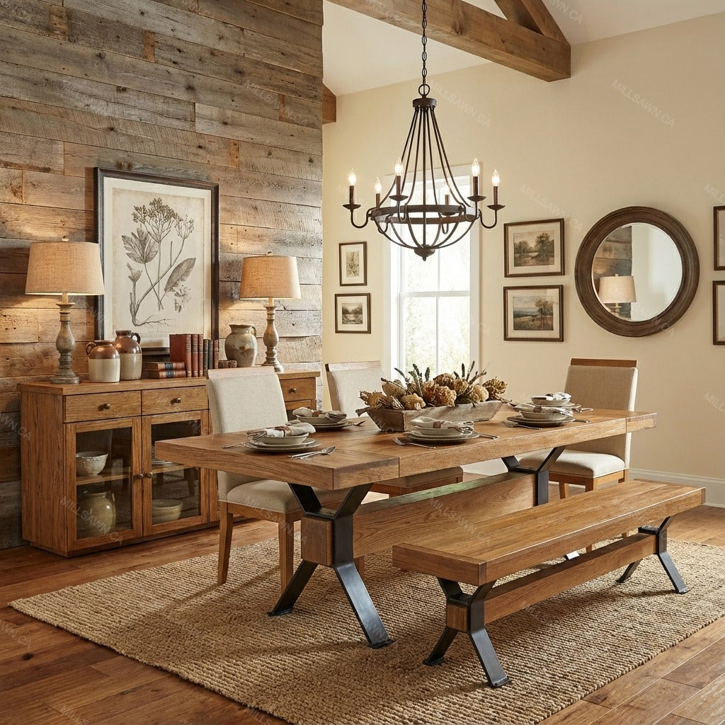 Ratcliffe Solid Wood Top With Metal Base Table + 2-16" End Leaves