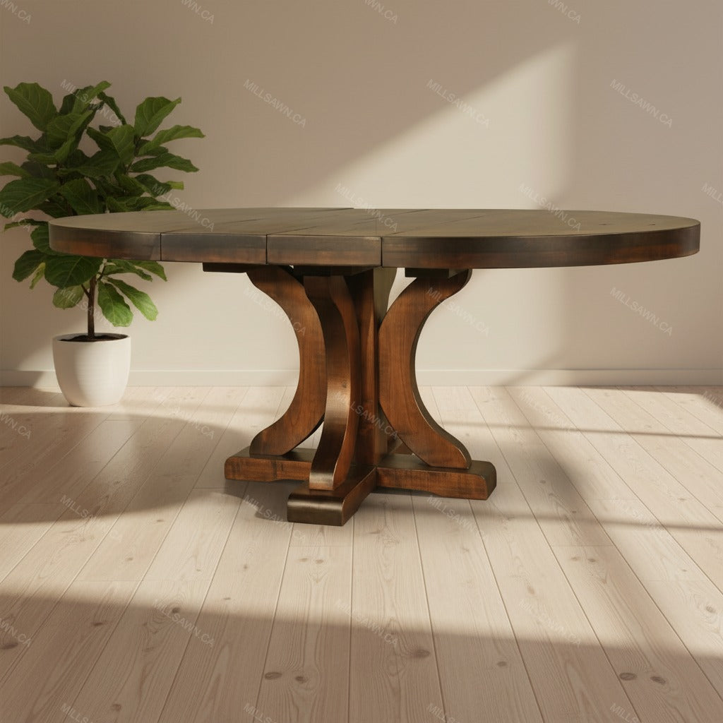 Carlile Single Pedestal Solid Wood Dining Table