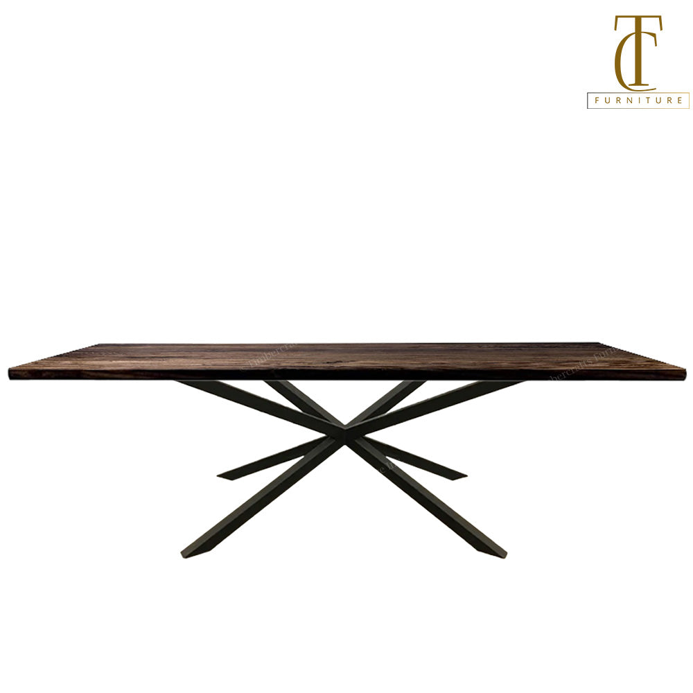 Logan Solid Wood Dining Table Top With Metal Base
