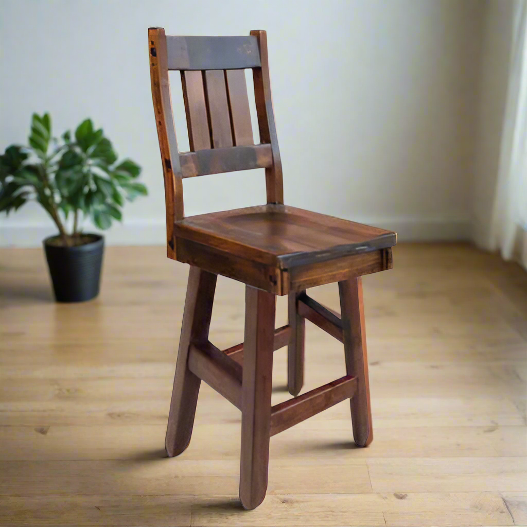 Timber Slatback Swivel Bar Chair