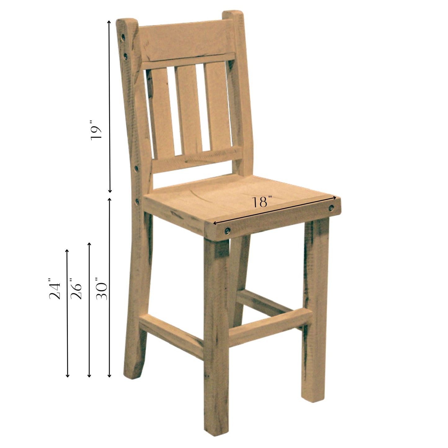 Benchmark Solid Wood Block Bar & Counter Chair