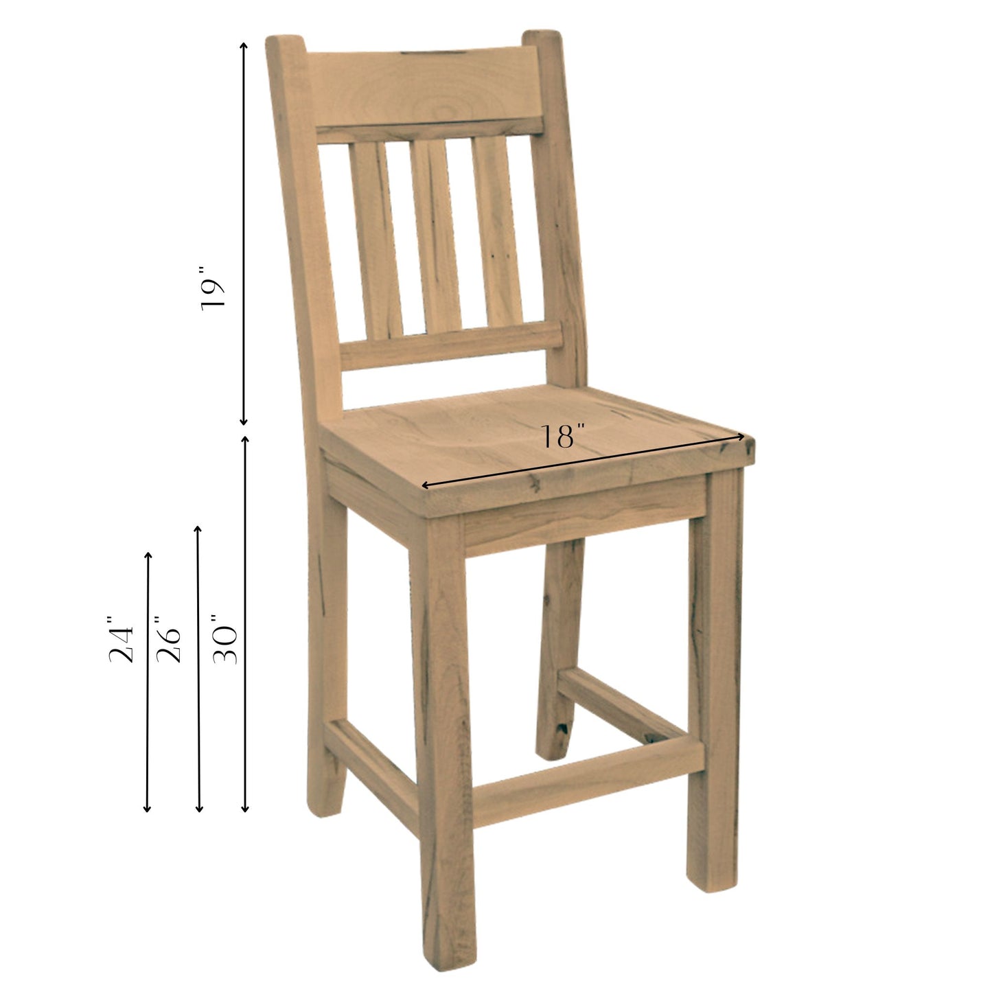 Benchmark Solid Wood Slat Back Bar & Counter Chair