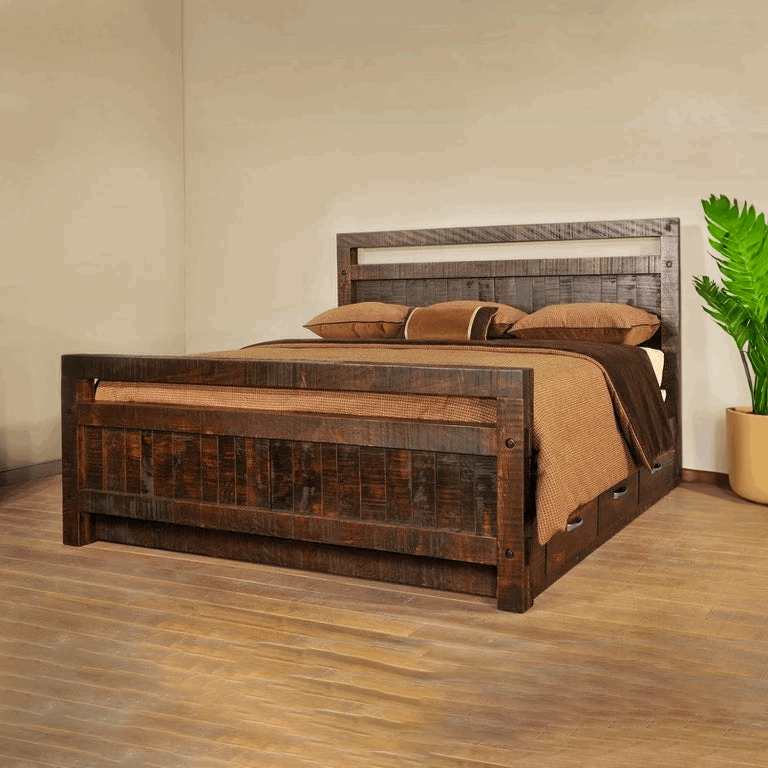 Timber Solid Wood Storage Bed