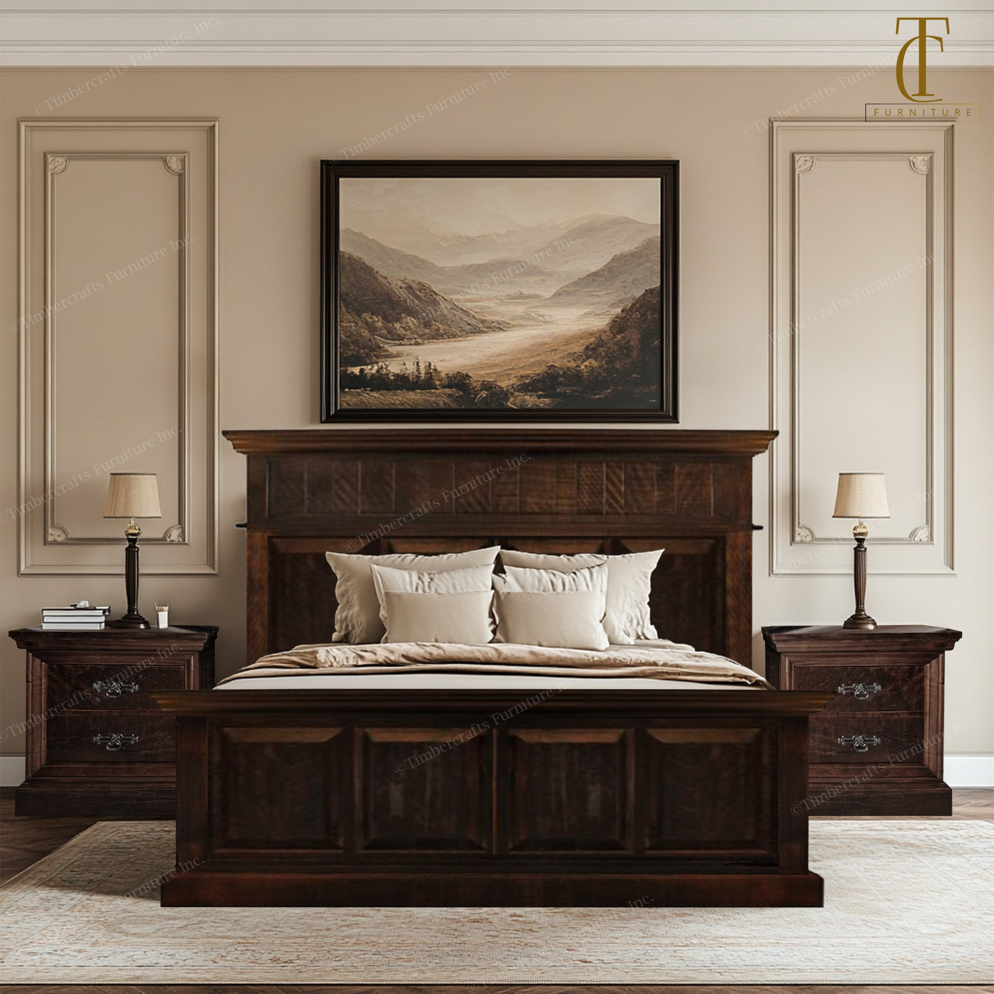 Rustic Philippe Solid wood Bedroom Set