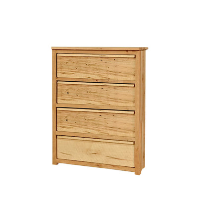 Wooden dresser with four drawers on a white background