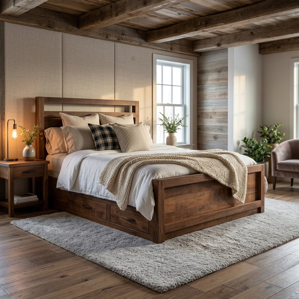 Rustic Crafts Solid Wood Storage Bed