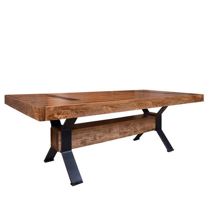 Arthur Philippe Solid Wood Top With Metal Base Dining Table