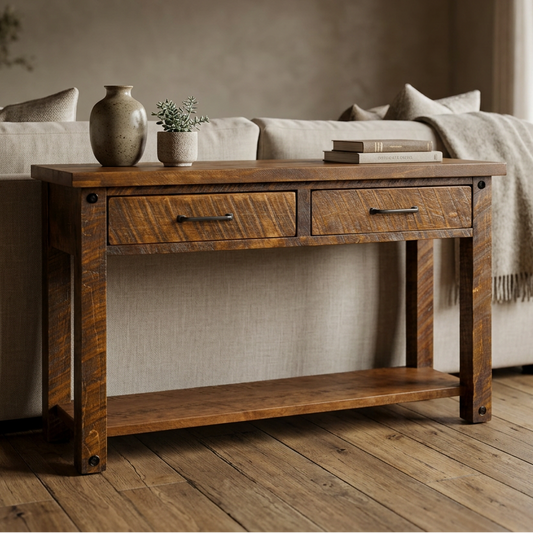 Alpine Solid Wood Sofa Table With Drawer