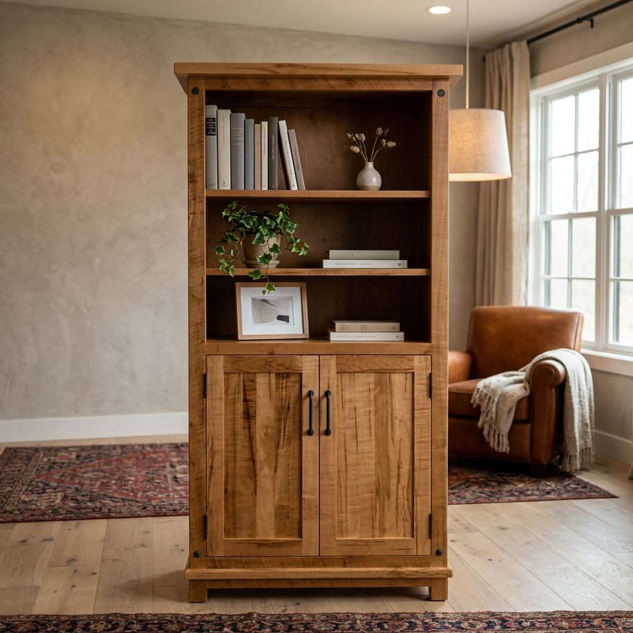 Alpine Solid wood Bookcase With Doors