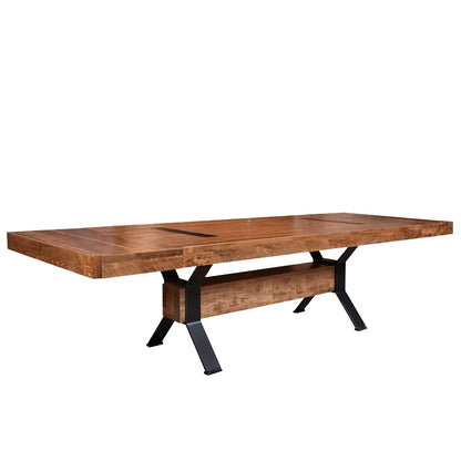 Arthur Philippe Solid Wood Top With Metal Base Table + 2-16" End Leaves