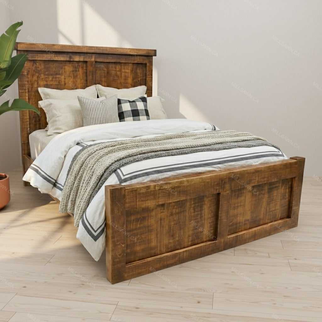 Beam Solid Wood Panel Bed