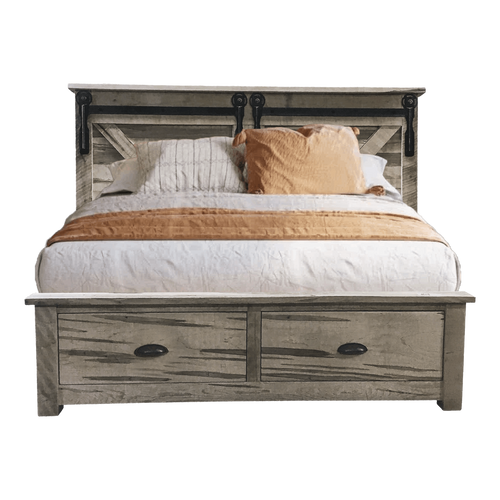 Iron Track Solid Wood Bed