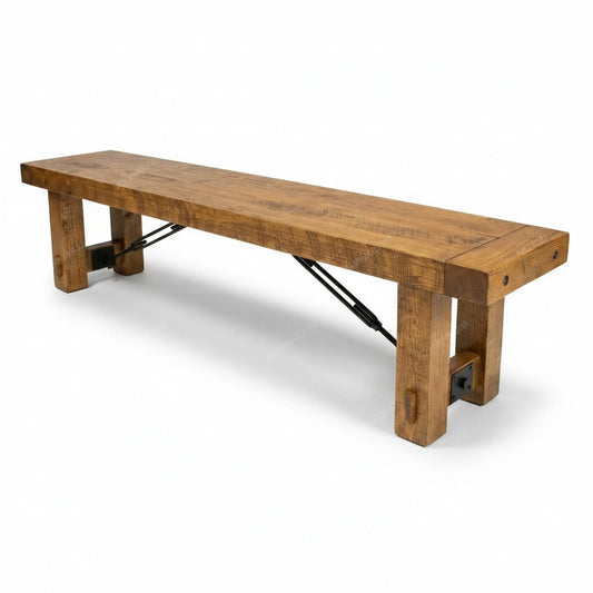 Wooden bench on a white background