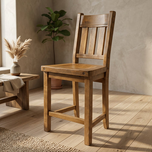 Benchmark Solid Wood Block Bar & Counter Chair