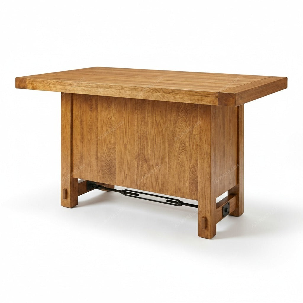 Wooden table with a white background