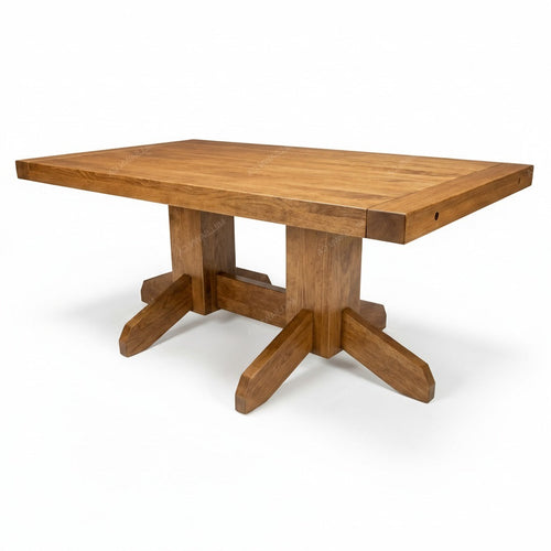 Benchmark Solid Wood Pedestal Solid Wood Dining Table