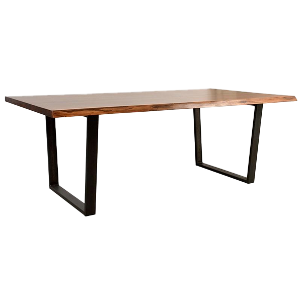 Noir Solid Wood Dining Table Top With Metal Base