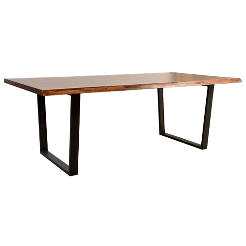 Noir Solid Wood Dining Table Top With Metal Base