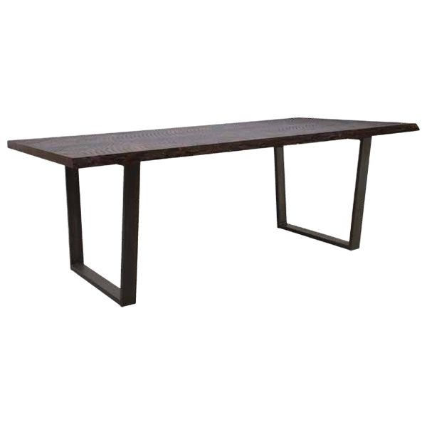 Noir Solid Wood Dining Table Top With Metal Base