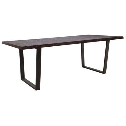 Noir Solid Wood Dining Table Top With Metal Base