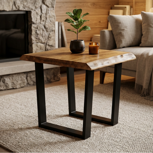 Bogart Solid Wood Top With Metal Base End Table