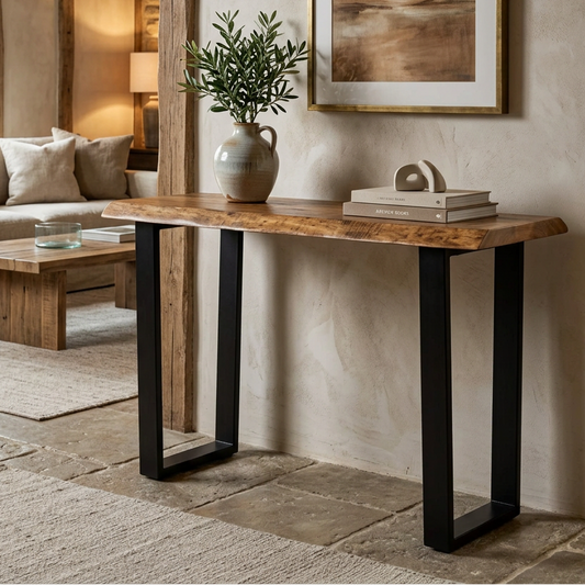 Bogart Solid wood Top with Metal Base Sofa Table