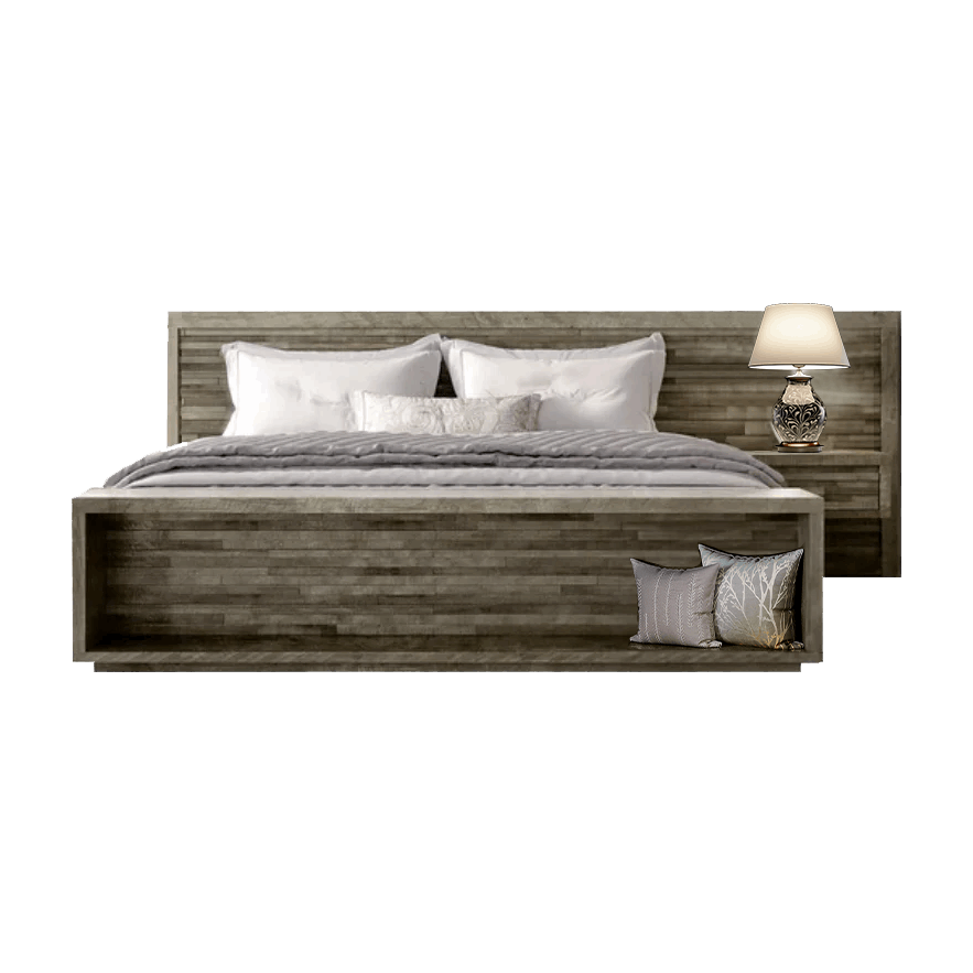Ledge Rock Solid Wood Bed With Floating Nightstand