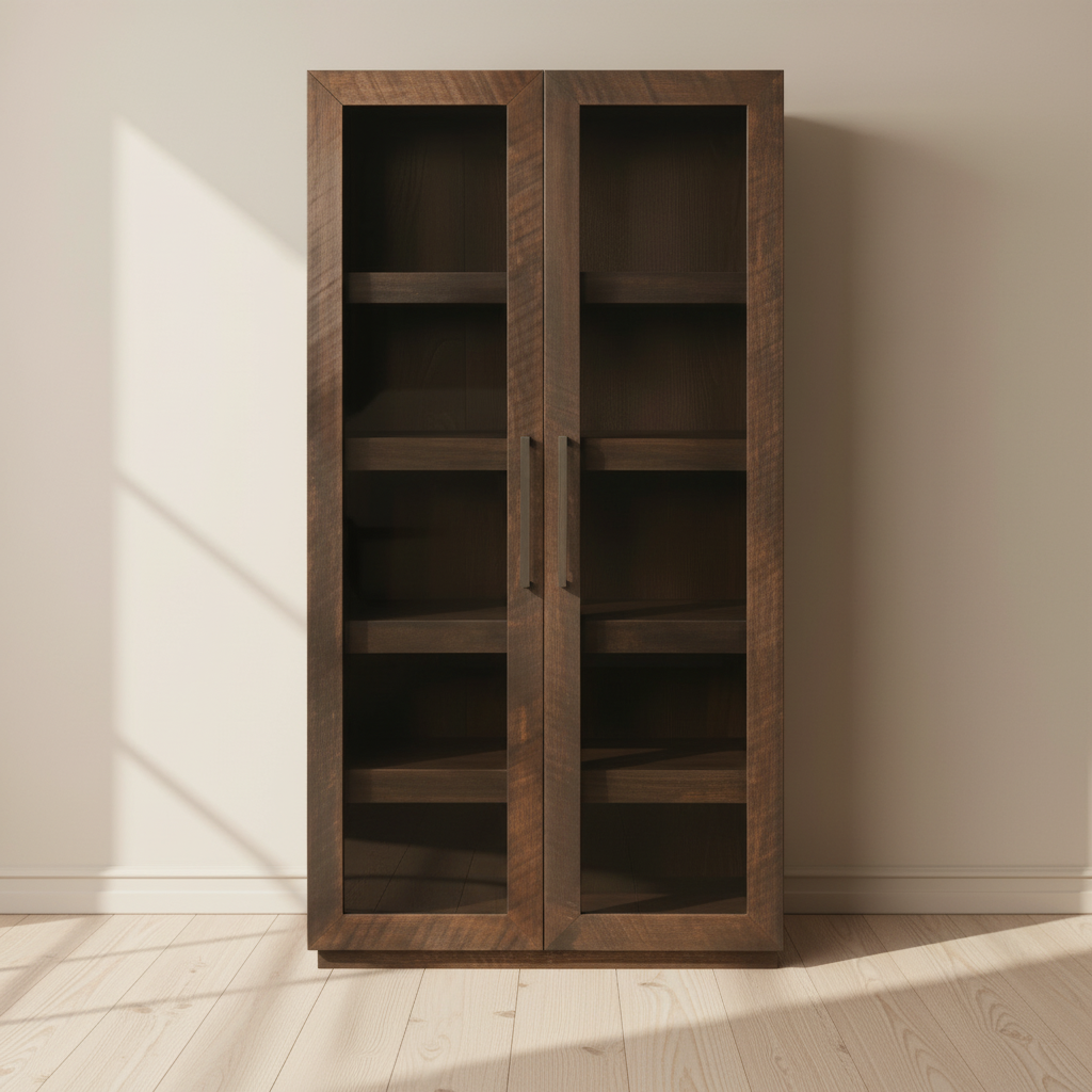 Herringbone Wall Cabinet With Glass Doors