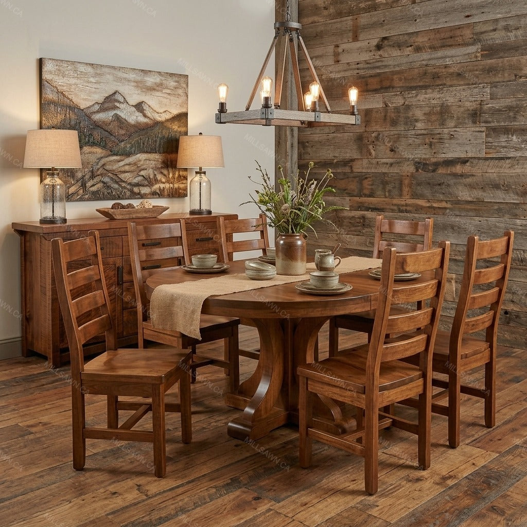 Carlile Single Pedestal Solid Wood Dining Table