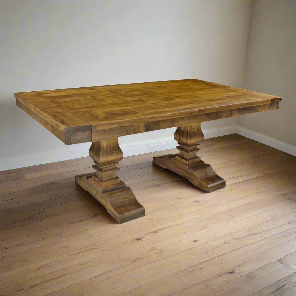 Century Double Pedestal Solid Wood Dining Table