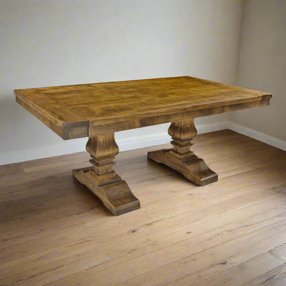 Century Double Pedestal Solid Wood Dining Table