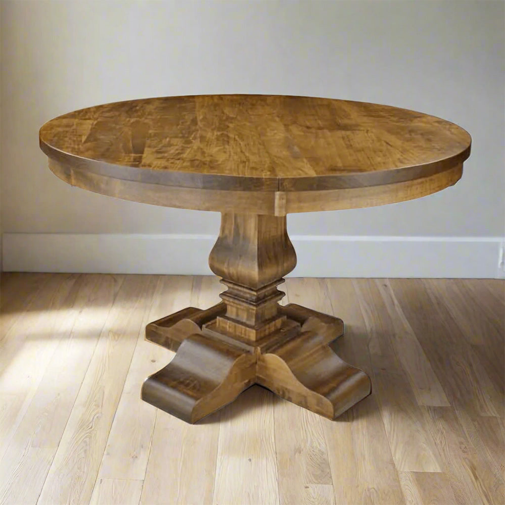 Century Round Single Pedestal Solid Wood Dining Table