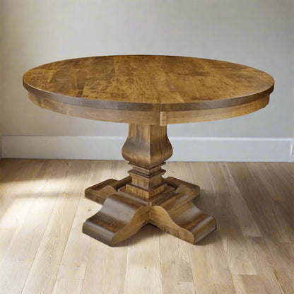 Century Round Single Pedestal Solid Wood Dining Table