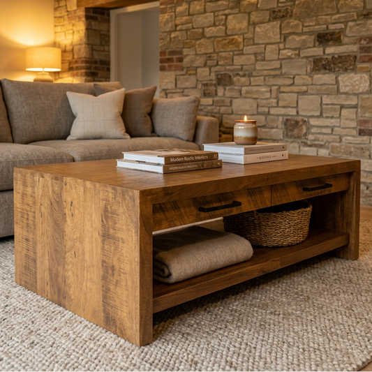 Luxora Solid Wood Coffee Table With Drawers