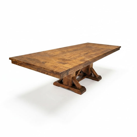 Cross Creek Trestle Solid Wood Dining Table + 2-16" End Leaves