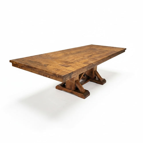 Cross Creek Trestle Solid Wood Dining Table + 2-16