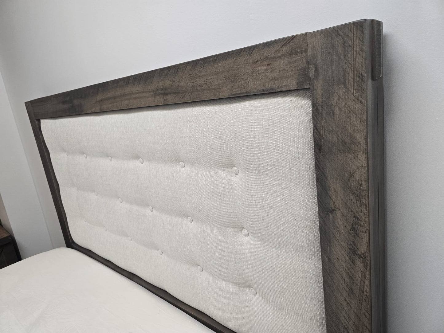 Custom Ranch Queen Storage Bed With Fabric Headboard (in Stock)