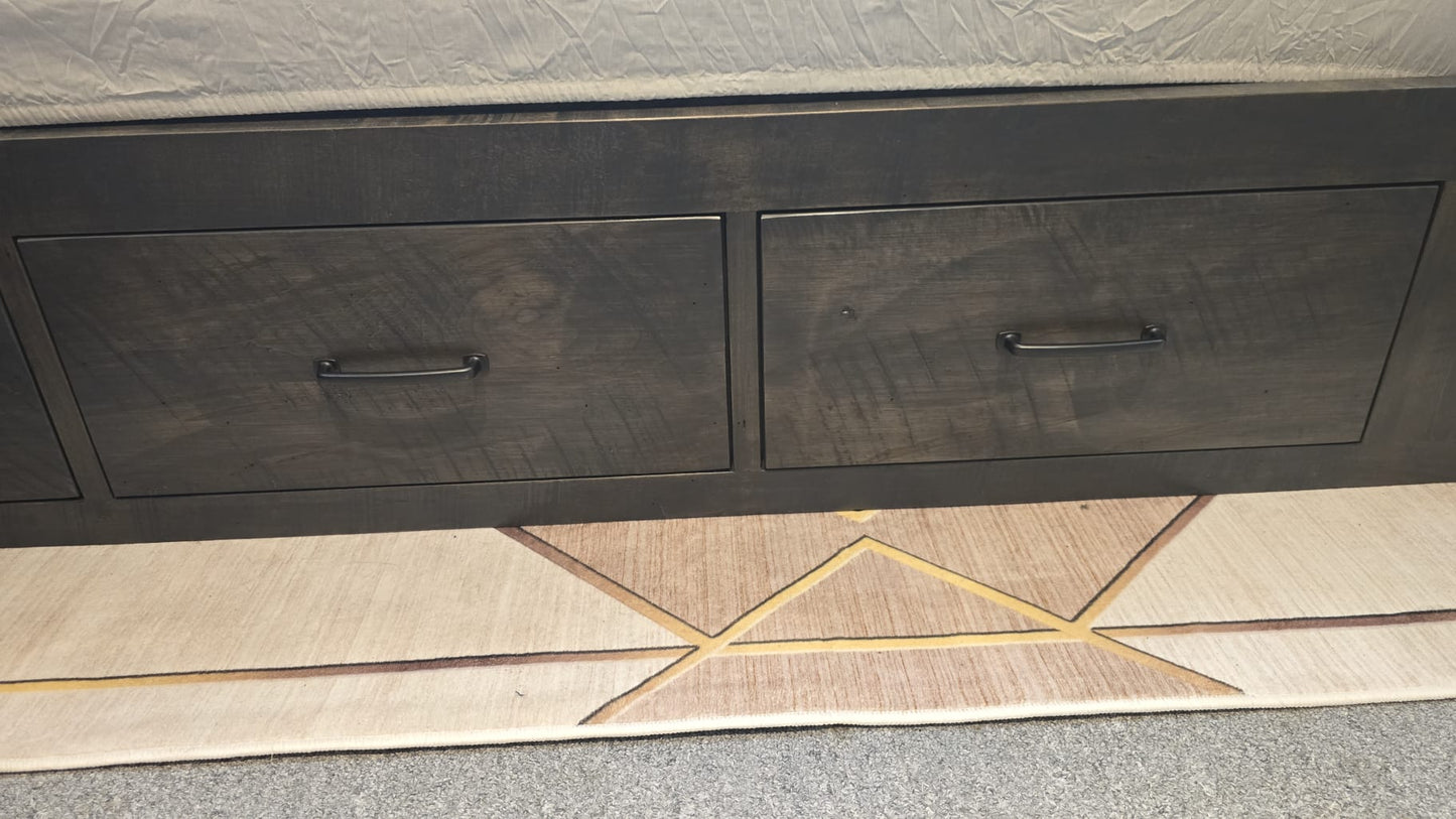 Custom Ranch Queen Storage Bed With Fabric Headboard (in Stock)
