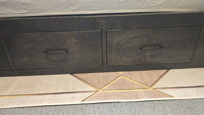 Custom Ranch Queen Storage Bed With Fabric Headboard (in Stock)