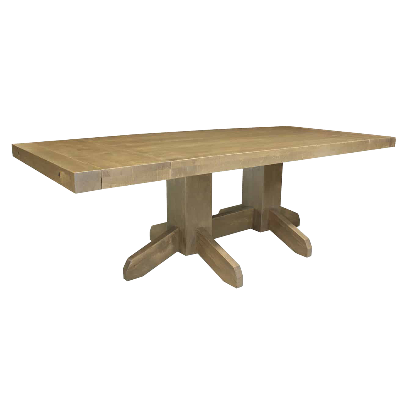 Benchmark Solid Wood Pedestal Solid Wood Dining Table + 2-12" End Leaves