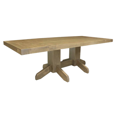 Benchmark Solid Wood Pedestal Solid Wood Dining Table + 2-12" End Leaves