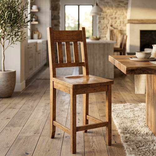 Benchmark Solid Wood Slat Back Bar & Counter Chair